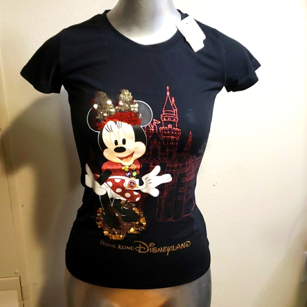 NWT, Disneyland Hong Kong Women's Juniors Minnie Mouse Tee, size Small